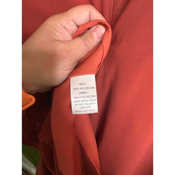 If By Sea Rust Flutter Sleeve Mini Dress Back Zip Flowing Skater Style Size M - Picture 10 of 11